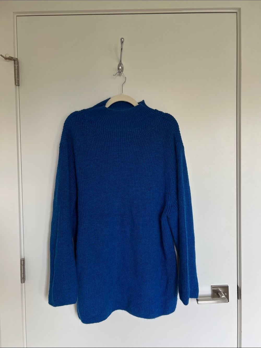 Mango Ribbed Mock Neck Sweater in Royal Blue